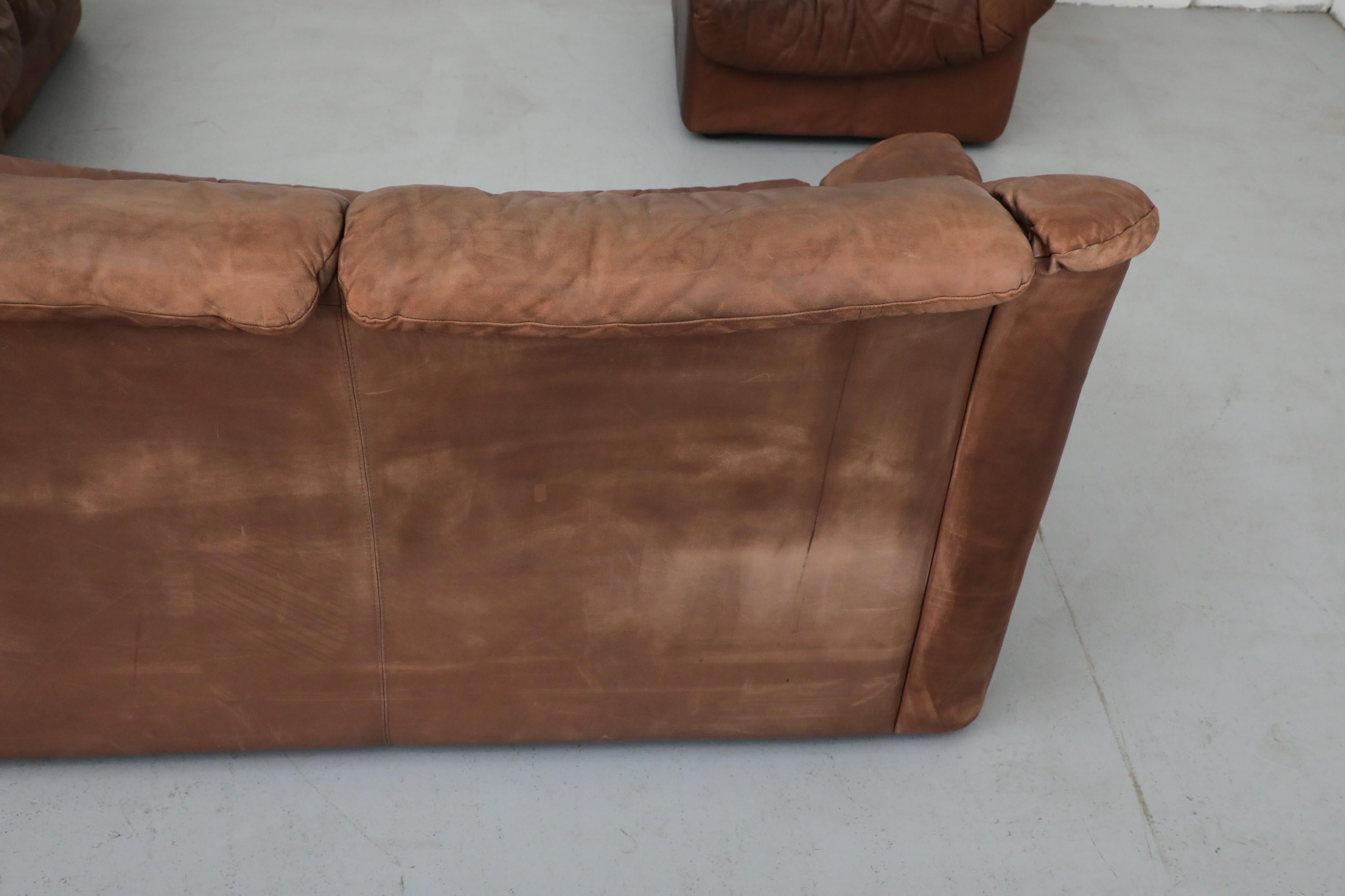 Canapé sectionnel modulaire de style De Sede du milieu du siècle 5 pièces en cuir pour fumeurs en vente 2