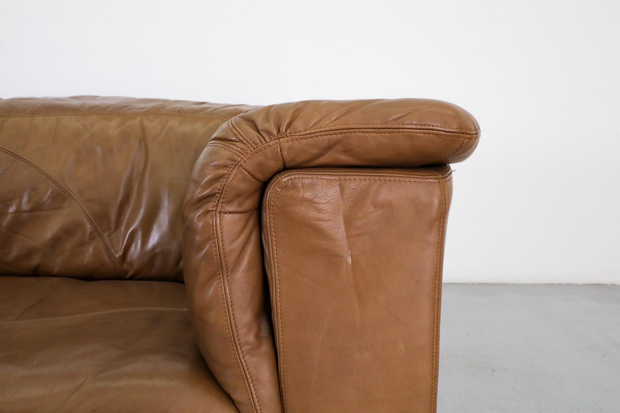 Loveseat de style De Sede du milieu du siècle deux pièces en cuir de Laauser en vente 3