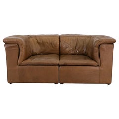 Loveseat de style De Sede du milieu du siècle deux pièces en cuir de Laauser
