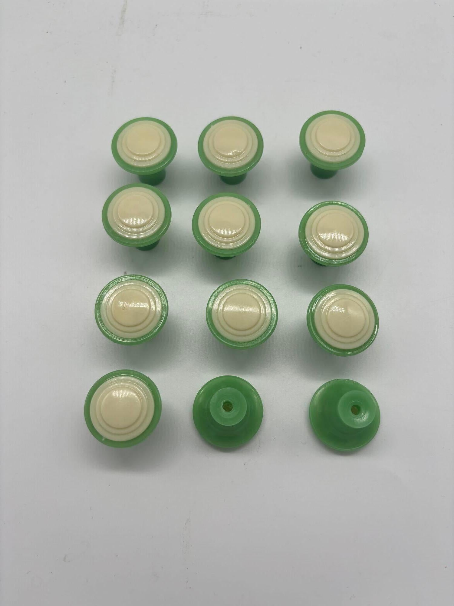 Mid-20th Century Mid Century Dead Never Used Stock Green and Ivory Bakelite Drawer Pulls