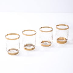 Mid Century Decanter Set with Six Glasses in Gilt Detailing and Etched Glass