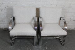 Mid-Century Deco Arm Chairs by Milo Baughman for Thayer Coggin