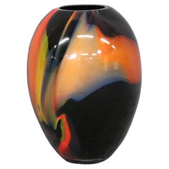 Vaso in vetro artistico di metà secolo Deco alla maniera di John Dunand