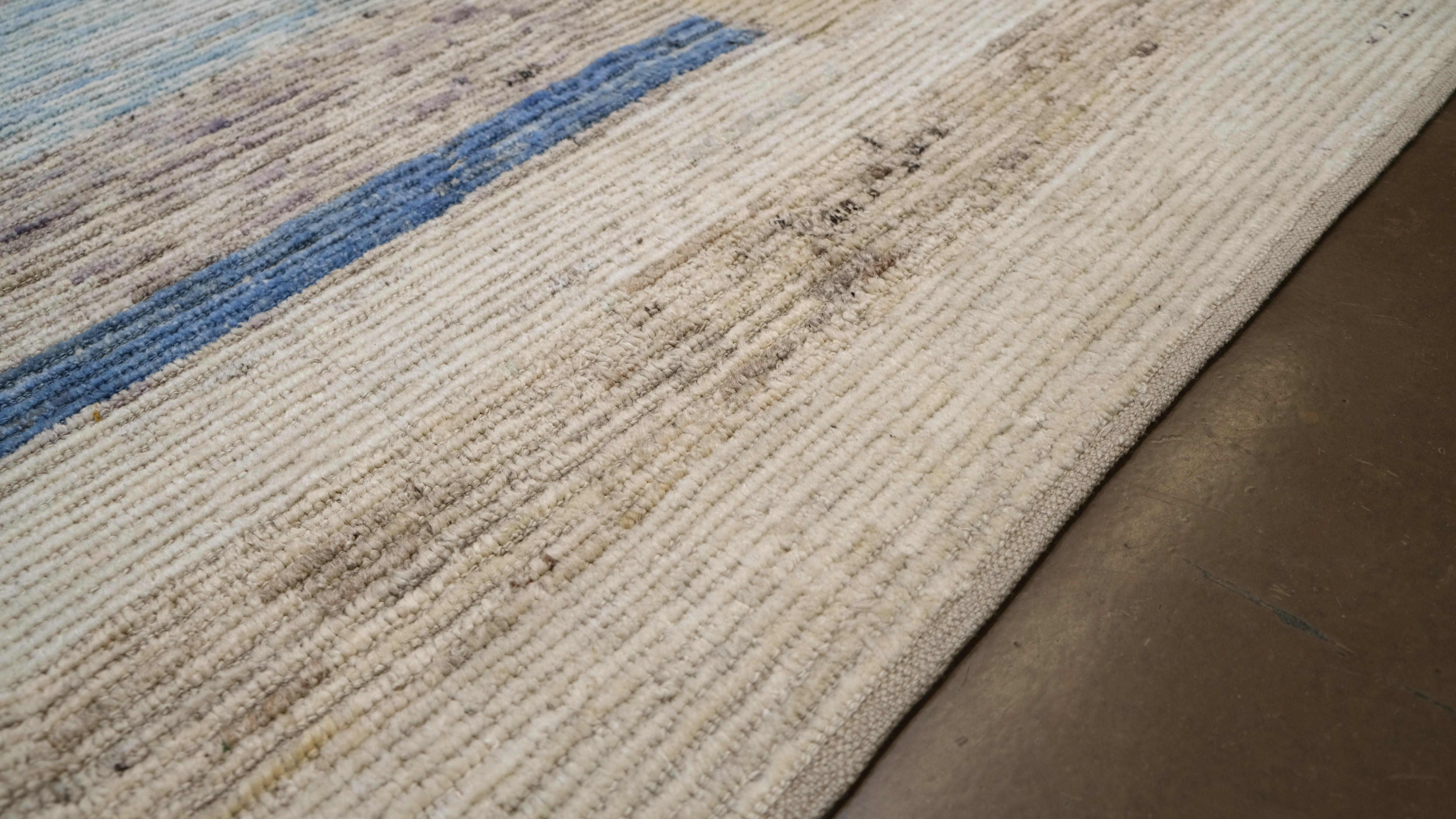 Afghano Tappeto in lana multicolore con figure di metà secolo Deco 10'x13'4'' in vendita