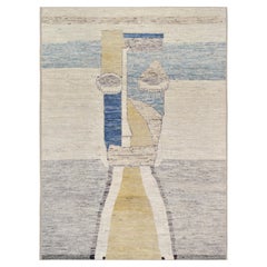 Mid-Century Deco Figured Multi Color Wool Rug 10'x13'4''
