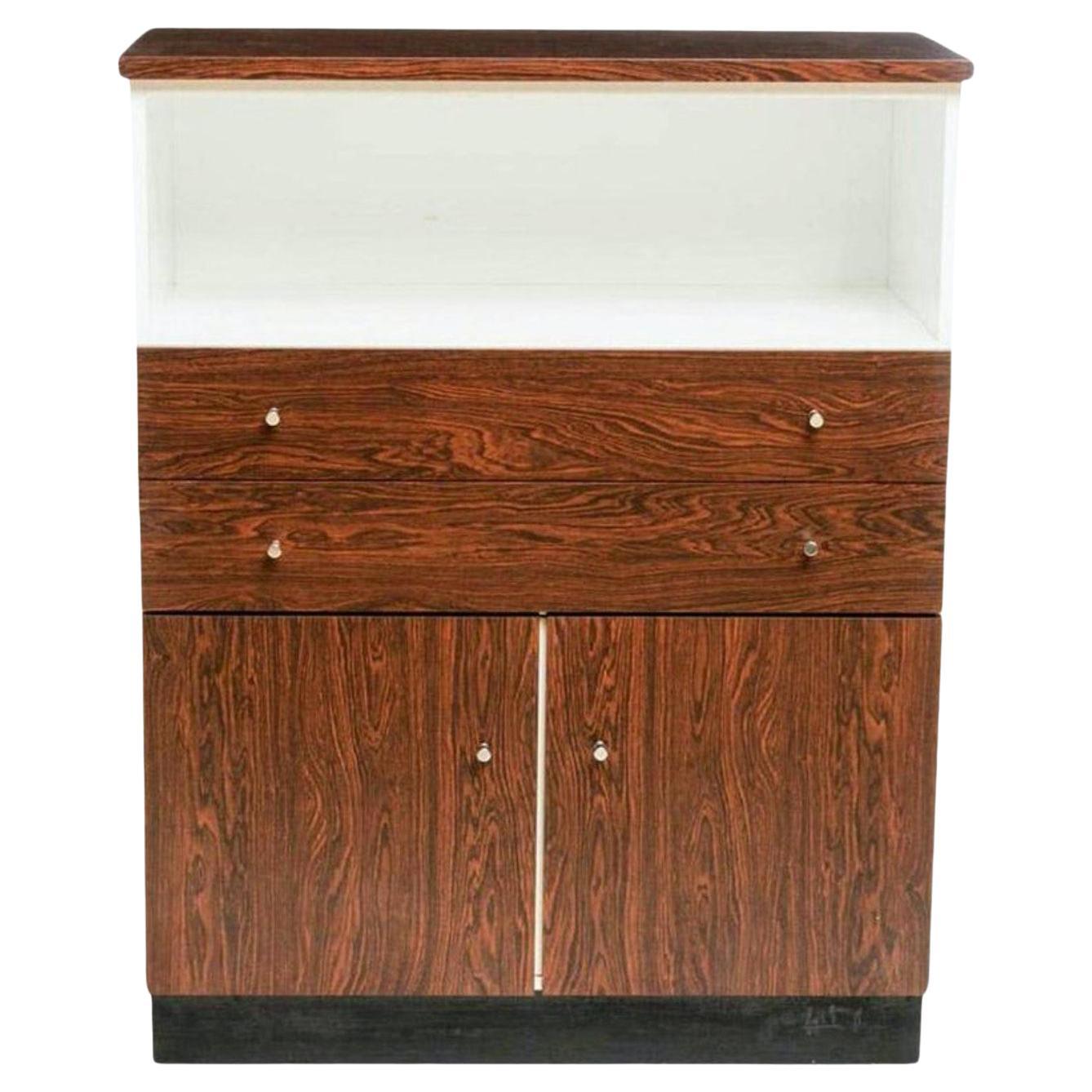 Mid-Century Deco Modern Formica Rosewood Cabinet  For Sale