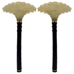 Midcentury Deco Style Palm Tree Sconces, a Pair