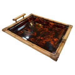 Mid Century decorative Bamboo Tray 1980s