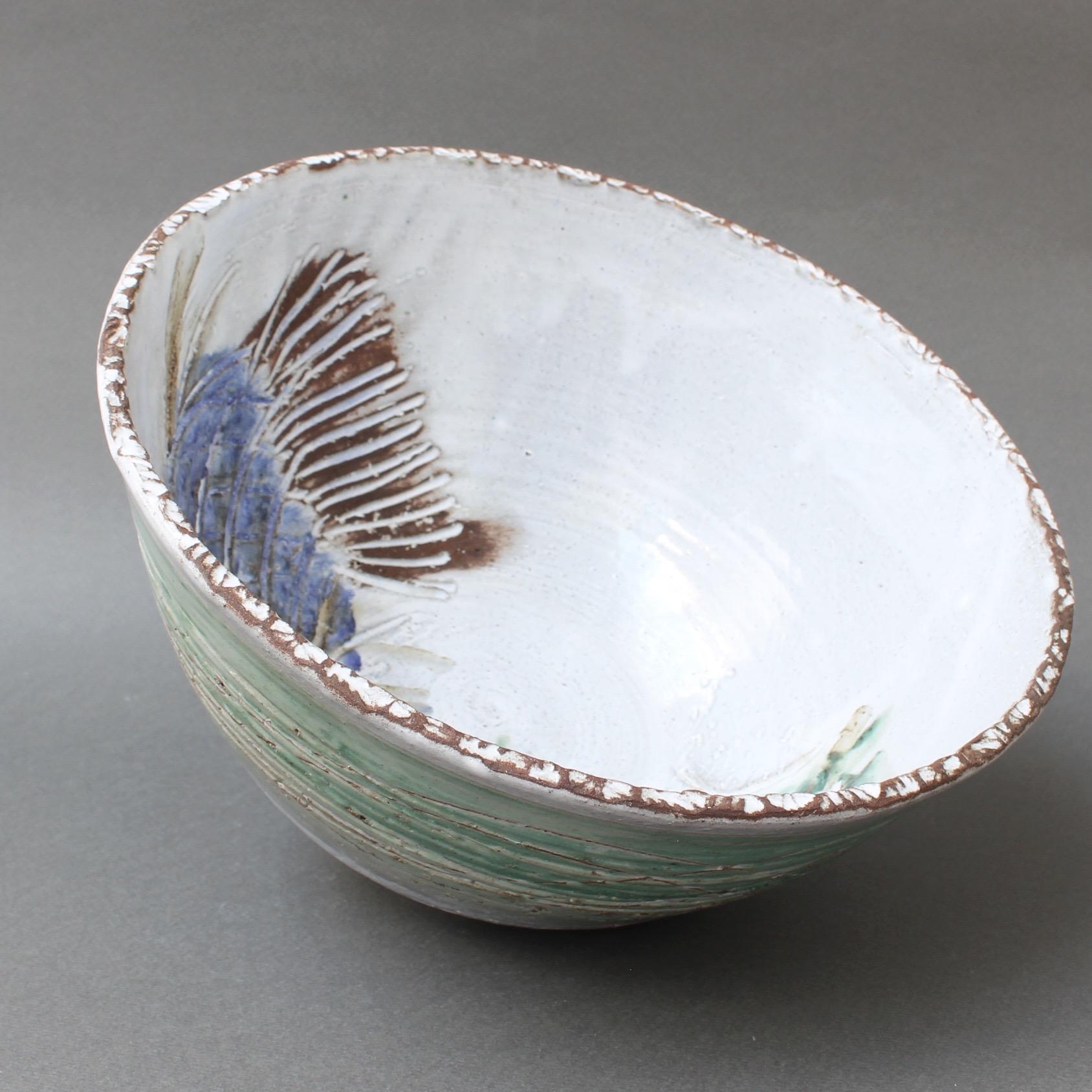 Hand-Painted Midcentury Decorative Bowl by Albert and Pyot Thiry, circa 1960s
