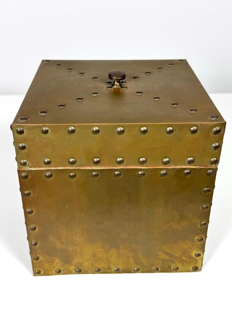 Mid-20th Century Mid Century Decorative Brass Nailhead Lidded Box by Sarreid Ltd Spain 1960s For Sale
