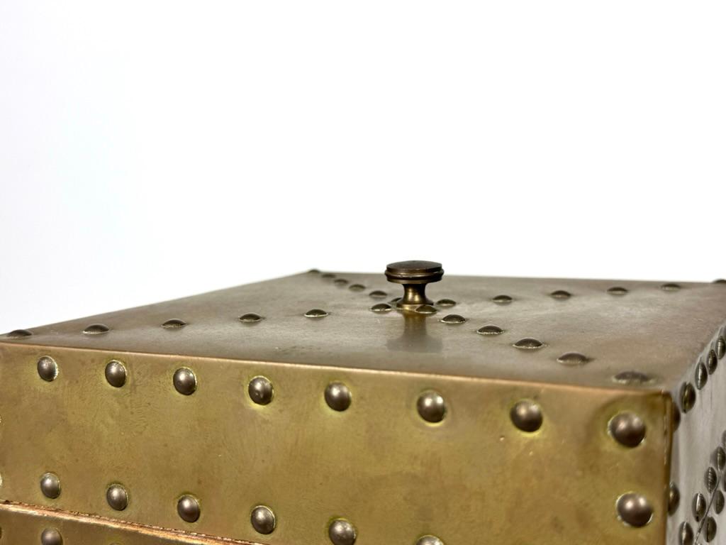 Mid Century Decorative Brass Nailhead Lidded Box by Sarreid Ltd Spain 1960s For Sale 2