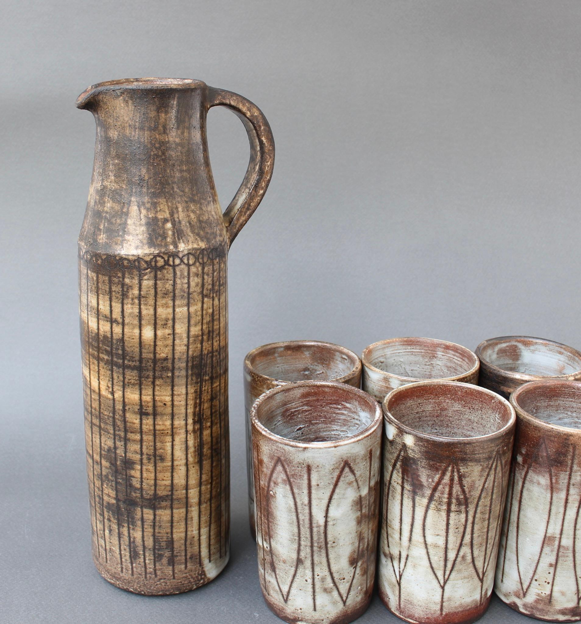 Dekoratives Keramik-Getränke-Set aus der Mitte des Jahrhunderts von Jacques Pouchain – Atelier Dieulefit im Zustand „Gut“ im Angebot in London, GB