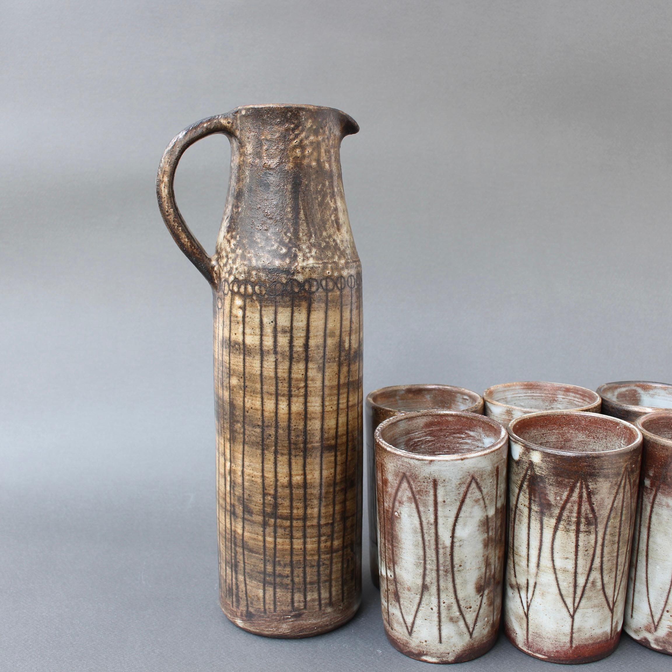 Dekoratives Keramik-Getränke-Set aus der Mitte des Jahrhunderts von Jacques Pouchain – Atelier Dieulefit im Angebot 1