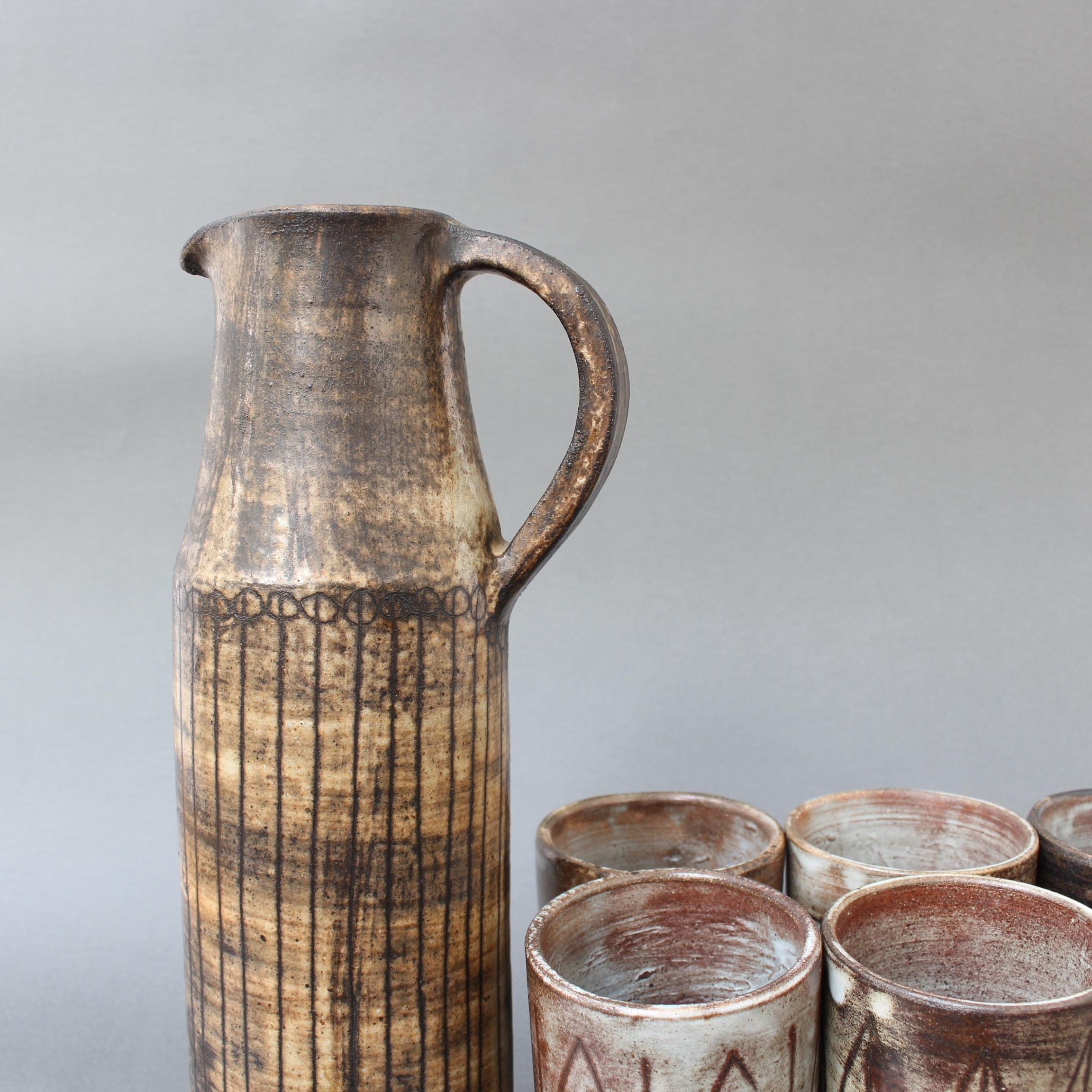 Mid-Century Decorative Ceramic Drink Set by Jacques Pouchain - Atelier Dieulefit For Sale 2