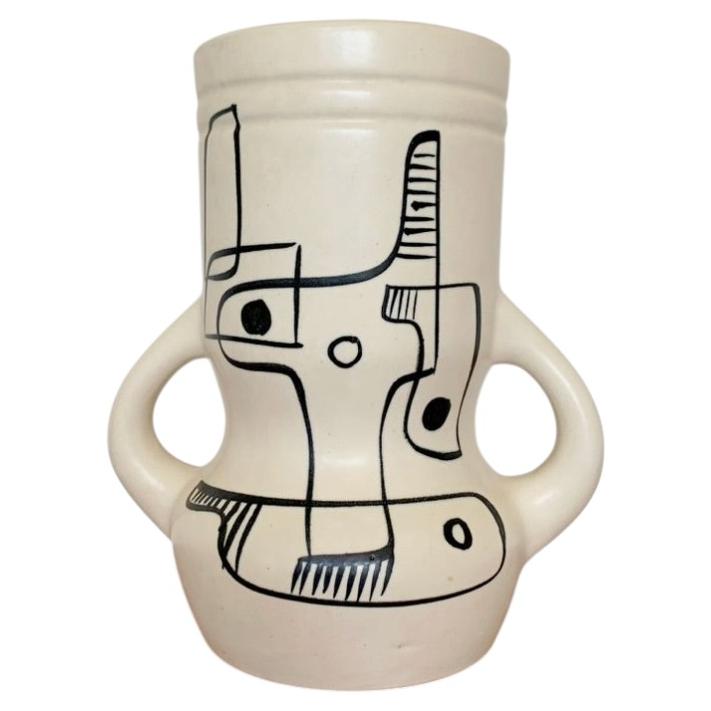 Mid-Century Decorative Ceramic Vase With Abstract Decor, circa 1950, France.