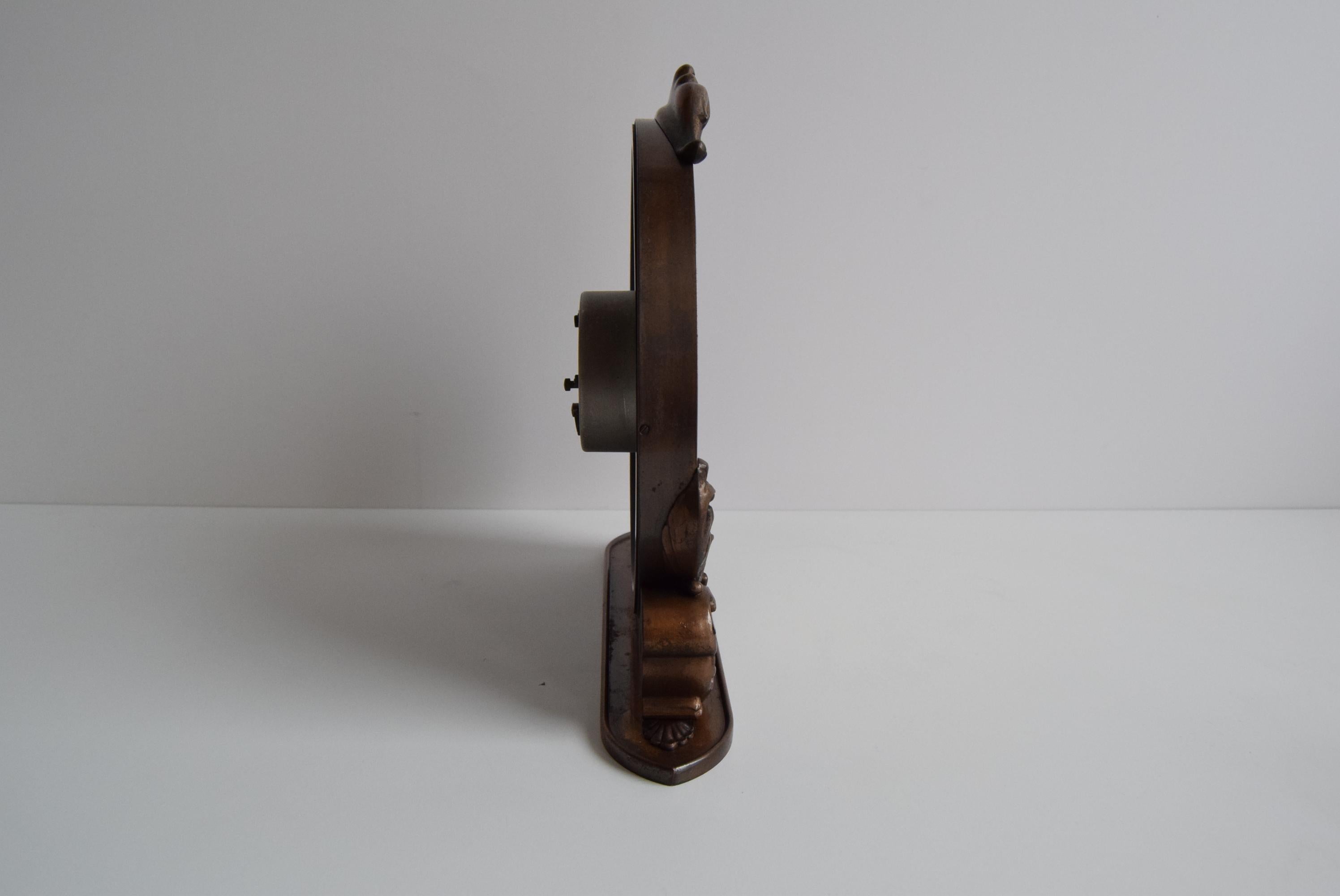 Metal Mid century Decorative Clock, Czechoslovakia, 1960's. For Sale
