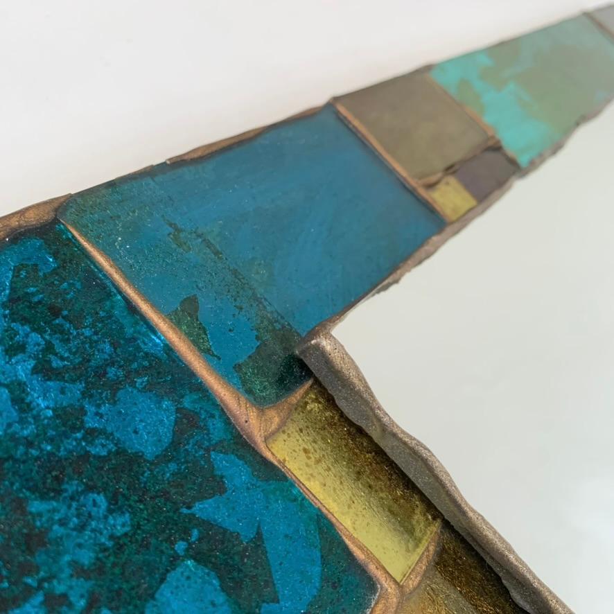 Dekorativer Mosaikspiegel aus farbigem Glas aus der Mitte des Jahrhunderts, um 1970, Frankreich. im Angebot 8