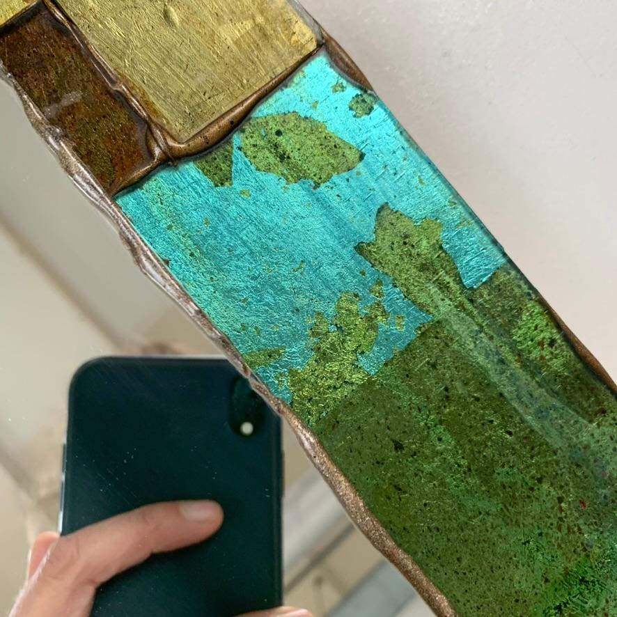 Dekorativer Mosaikspiegel aus farbigem Glas aus der Mitte des Jahrhunderts, um 1970, Frankreich. im Angebot 9