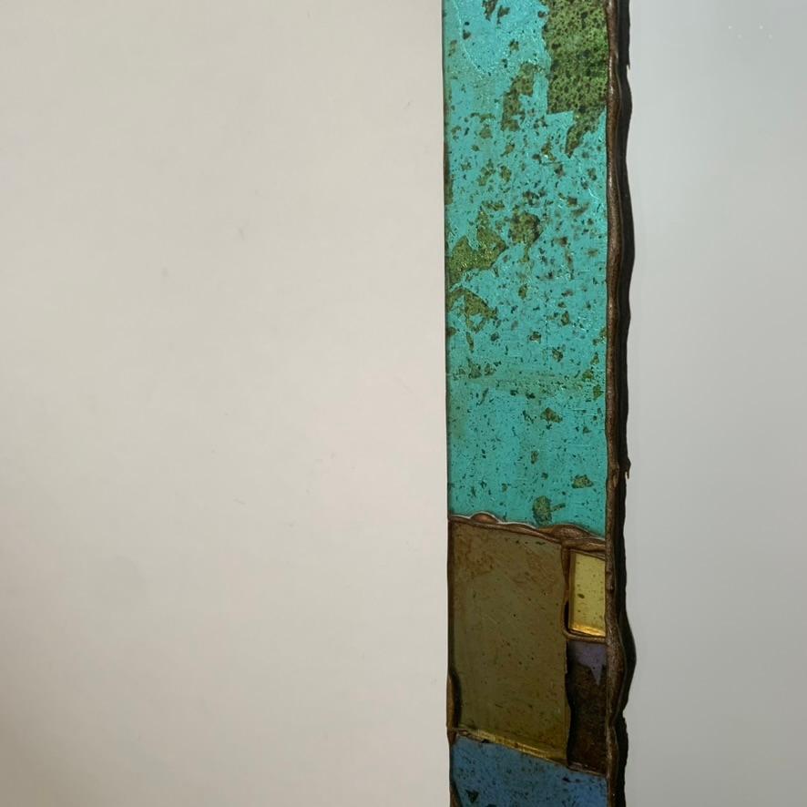 Dekorativer Mosaikspiegel aus farbigem Glas aus der Mitte des Jahrhunderts, um 1970, Frankreich. im Angebot 1