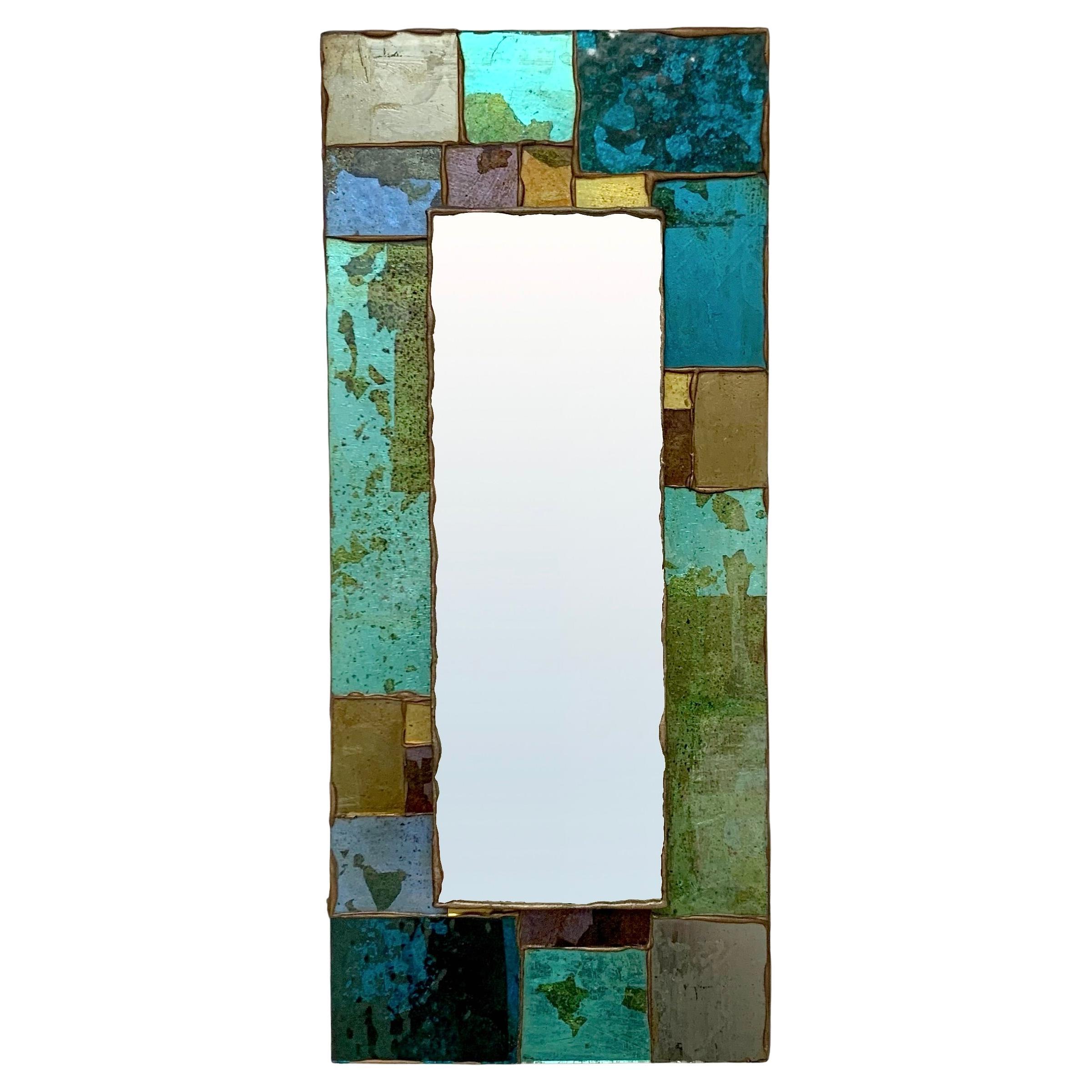 Mid-Century Decorative Colored Glass Mosaic Mirror, circa 1970, France.
