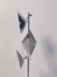 Mid-Century Decorative Floor Lamp in Chromed Metal with Diamond Shaped Shades