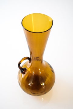 Mid Century Decorative Gold Amber Glass Pitcher or Vase