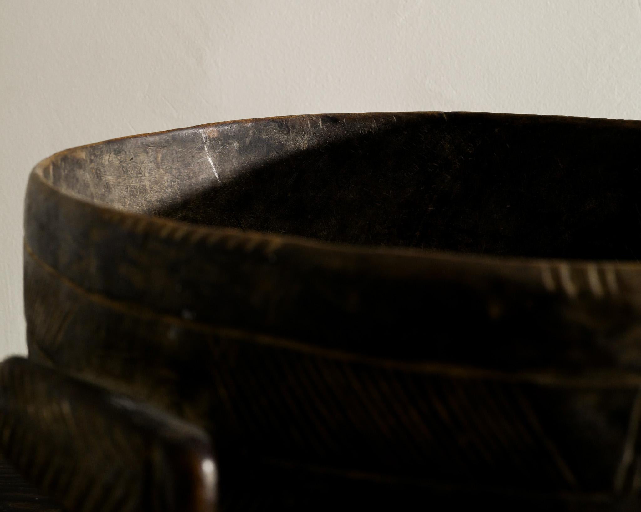 Mid-20th Century Mid Century Decorative Hand Carved Wooden Bowl Bucket Produced in Africa 1950s 