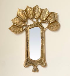 Mid-Century Decorative Little Bronze Wall Mirror circa 1970, France
