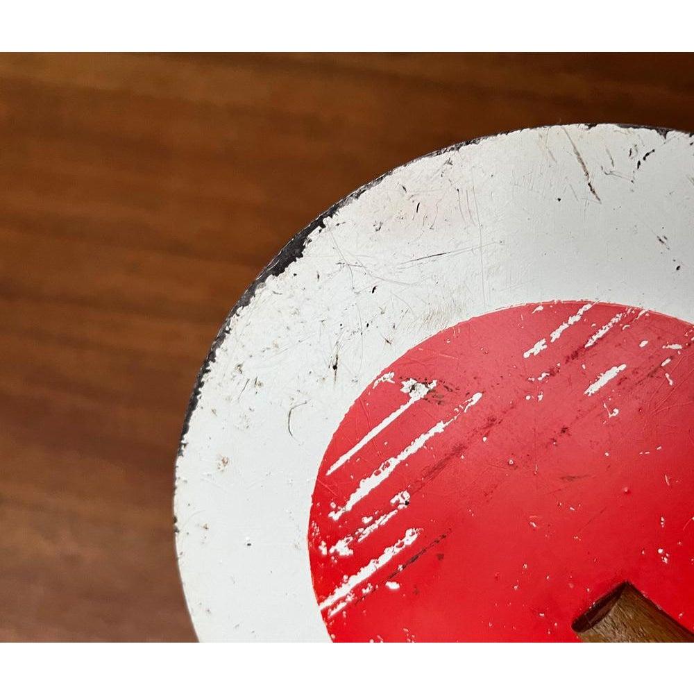 Mid-Century Decorative Metal and Wood Signaling Stop Disk, 1960s For Sale 7