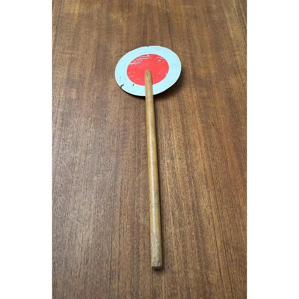 Mid-Century Decorative Metal and Wood Signaling Stop Disk, 1960s For Sale 2