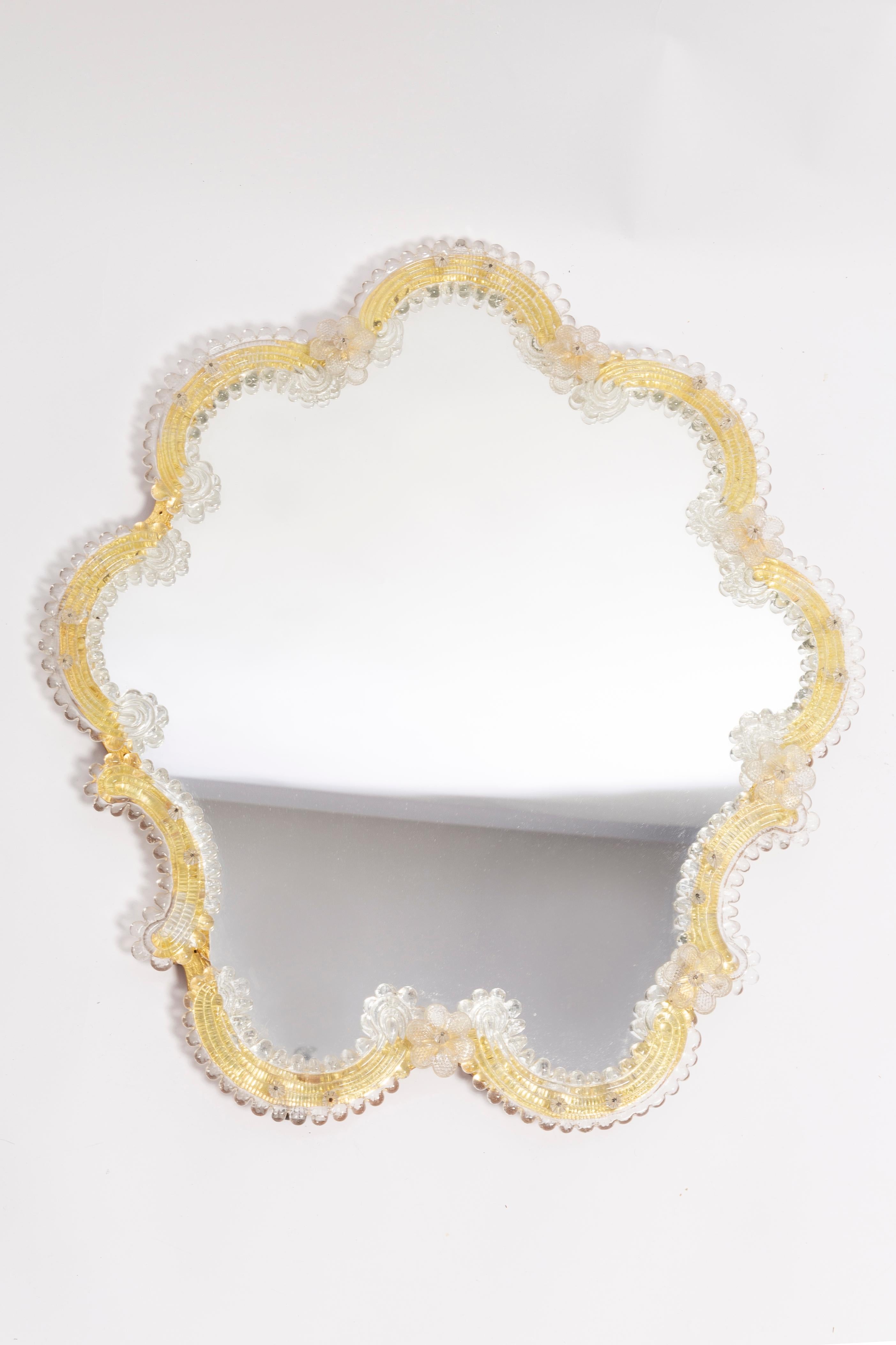 Mid-Century Modern Mid-Century Decorative Mirror in Flower Frame, Italy, 1960s For Sale