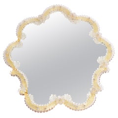 Mirror Decor di metà secolo con cornice a fiori, Italia, anni '60