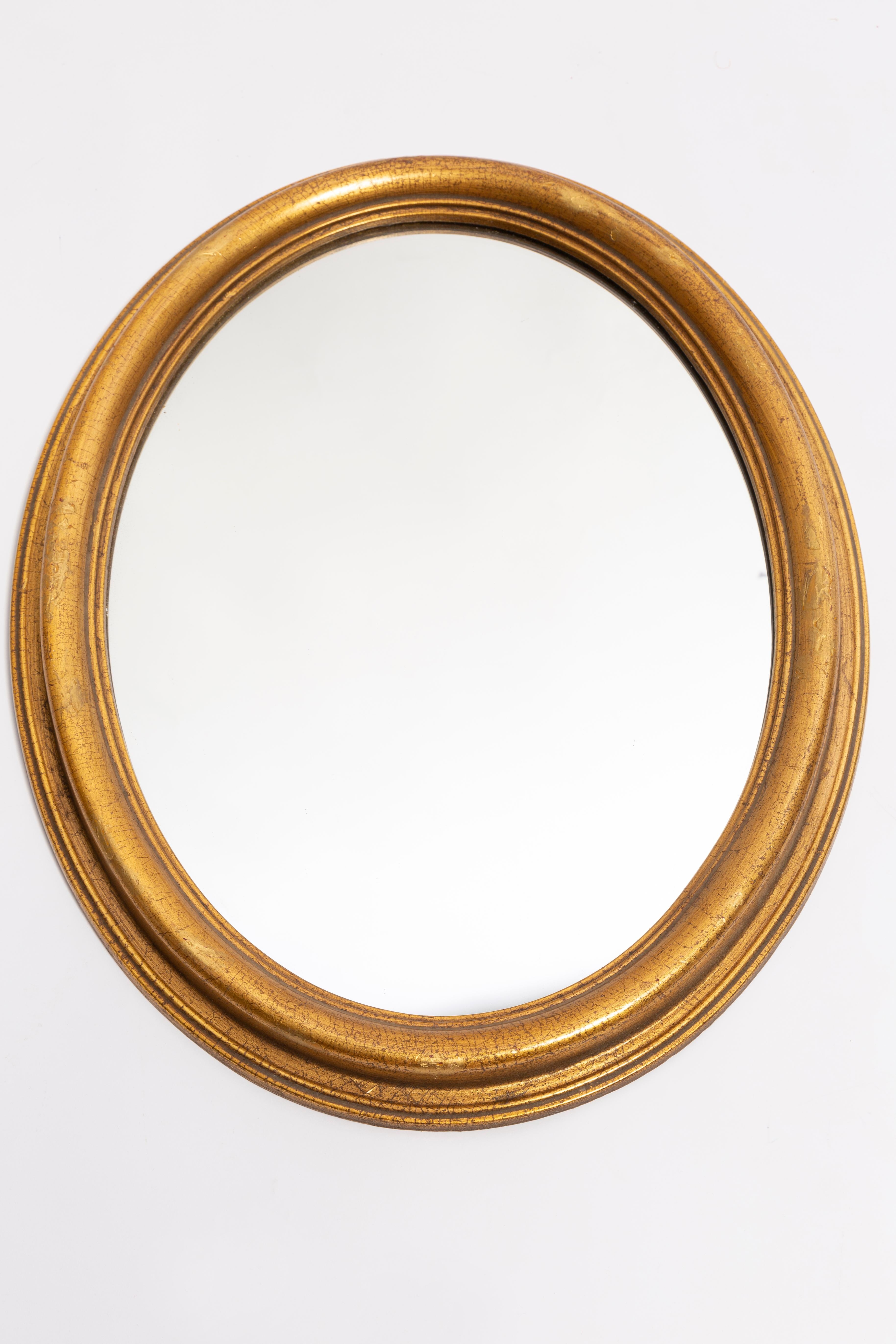 20th Century Mid Century Decorative Mirror in Golden Wood Frame, Italy, 1960s