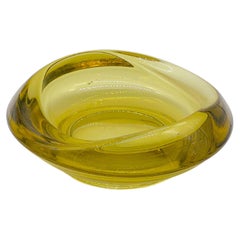 Mid-Century decorative Murano bowl, yellow glass