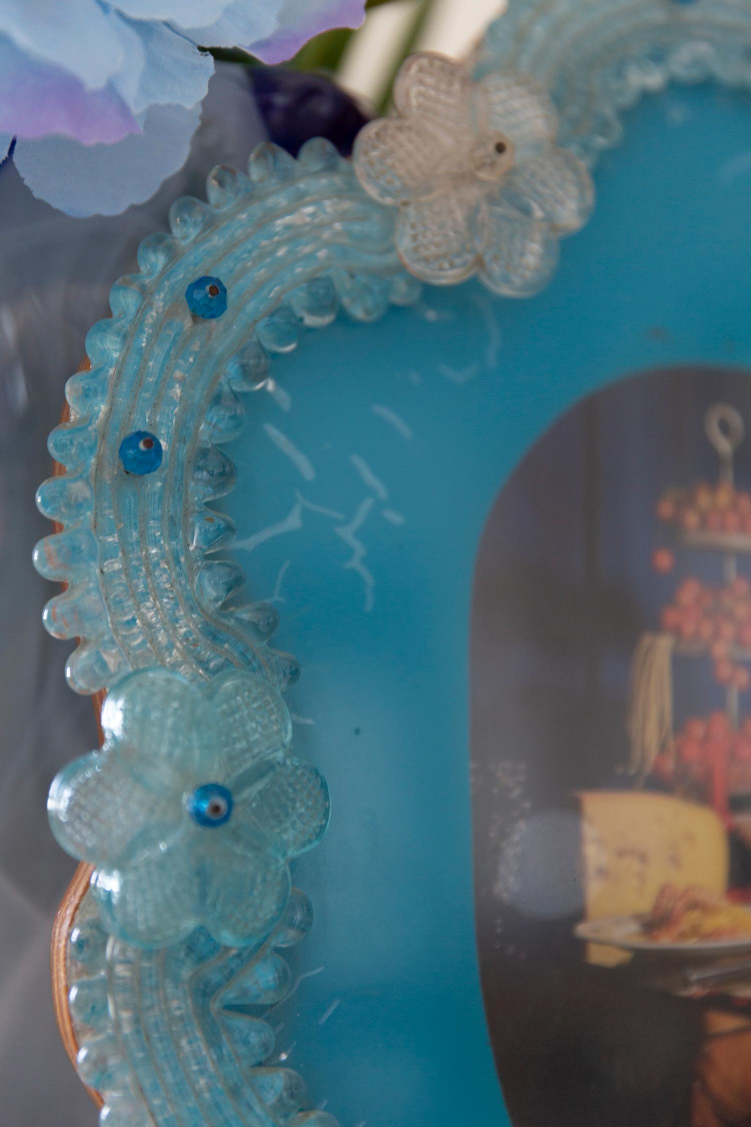 Cadre décoratif à fleurs de Murano du milieu du siècle, Italie, années 1960 Bon état - En vente à 05-080 Hornowek, PL