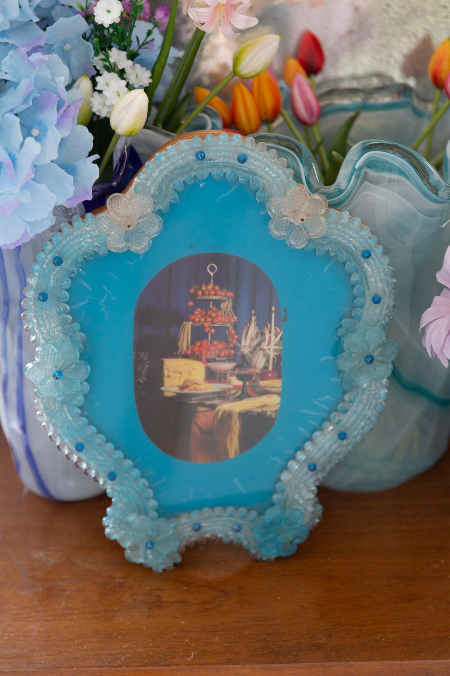 20ième siècle Cadre décoratif à fleurs de Murano du milieu du siècle, Italie, années 1960 en vente