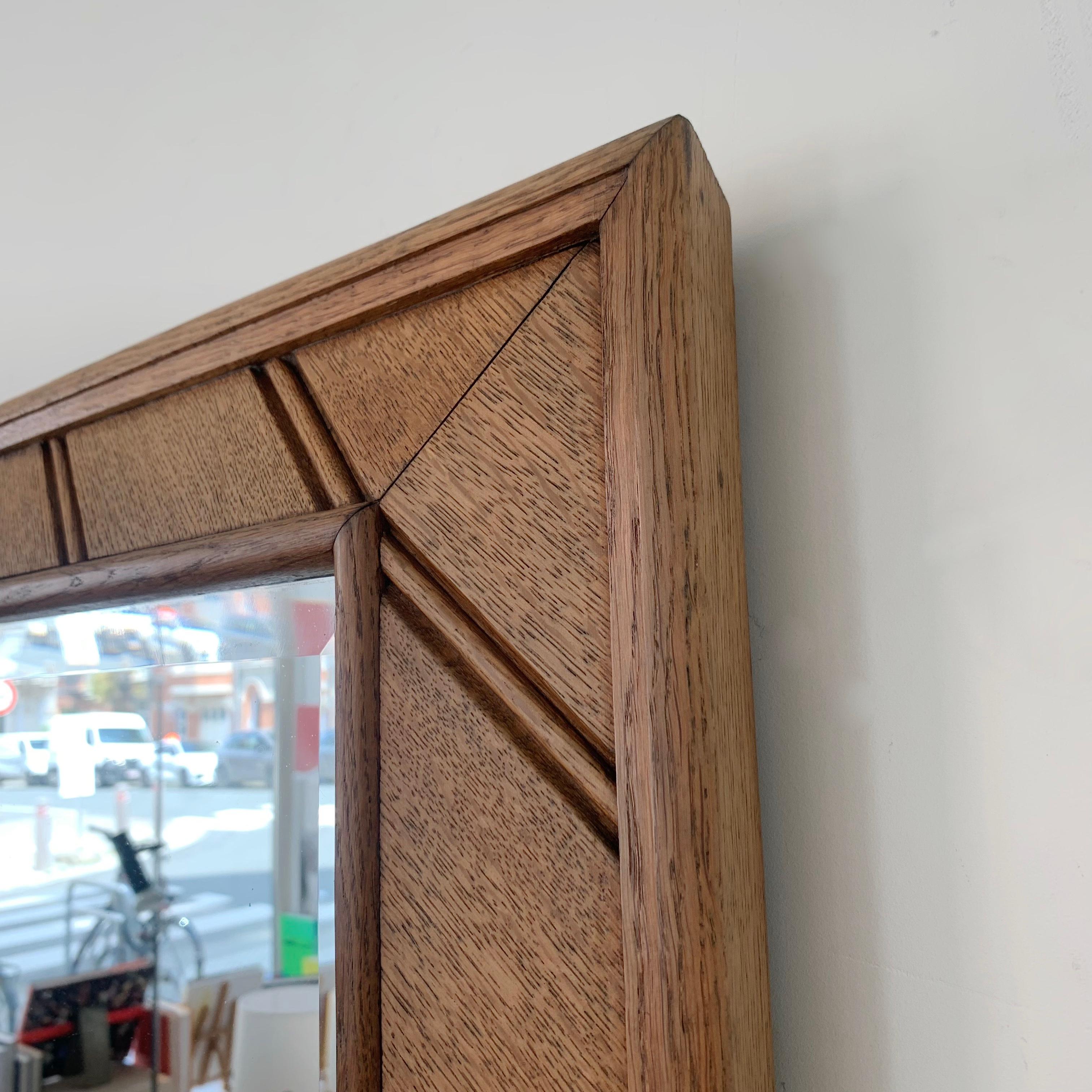 Mid-Century Decorative Oak Mirror, circa 1950, France. For Sale 4
