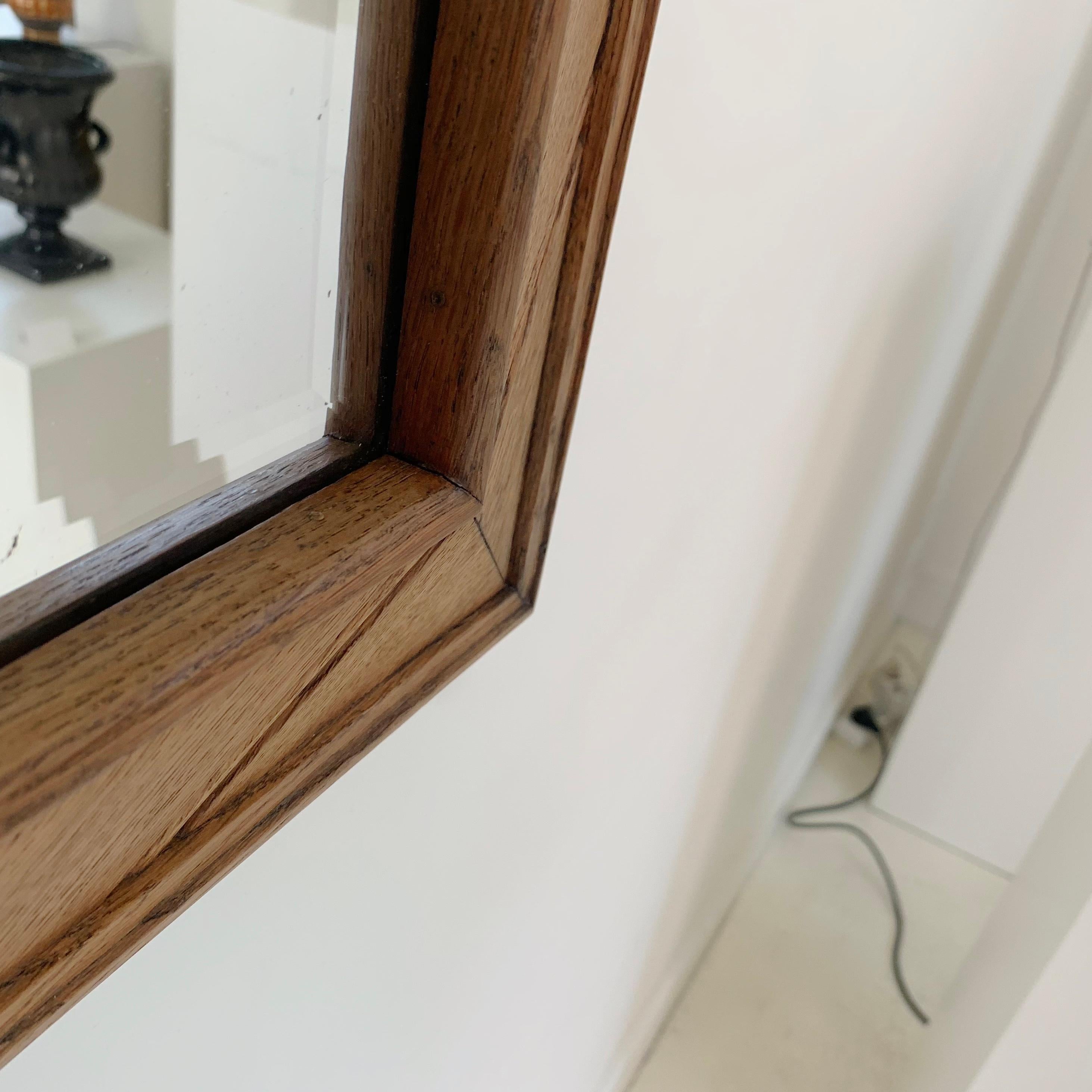 Mid-Century Decorative Oak Mirror, circa 1950, France. For Sale 6