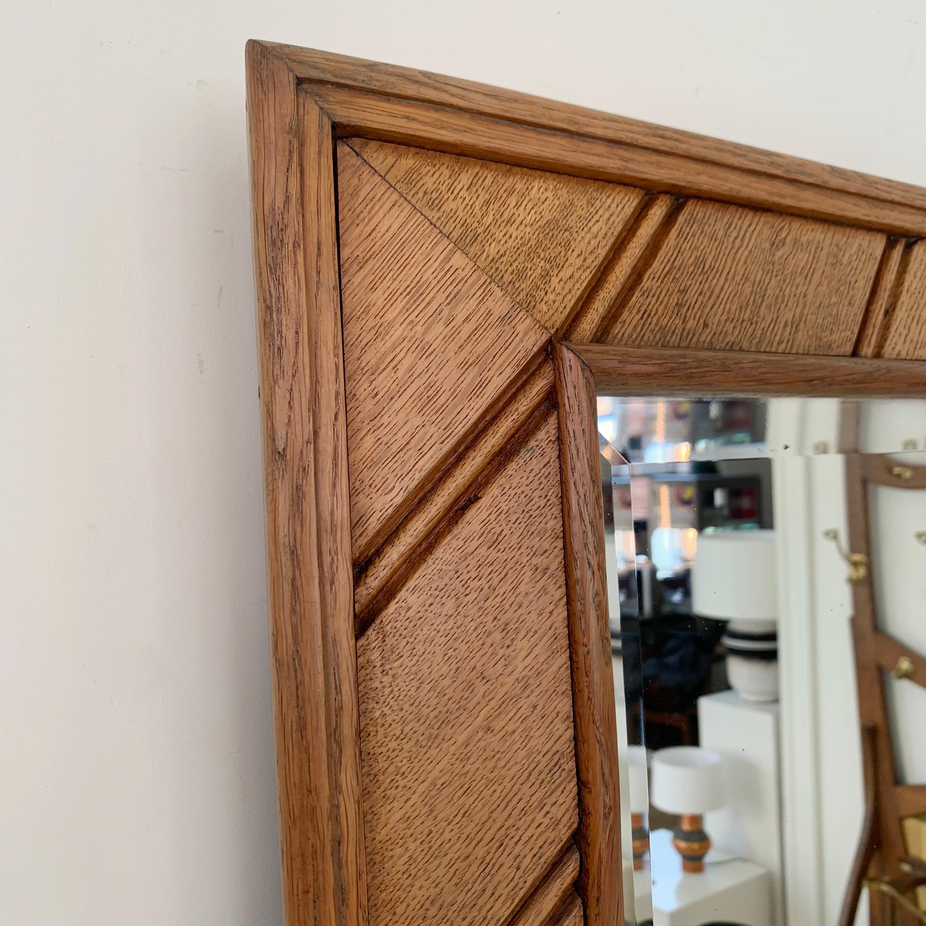 Mid-20th Century Mid-Century Decorative Oak Mirror, circa 1950, France. For Sale