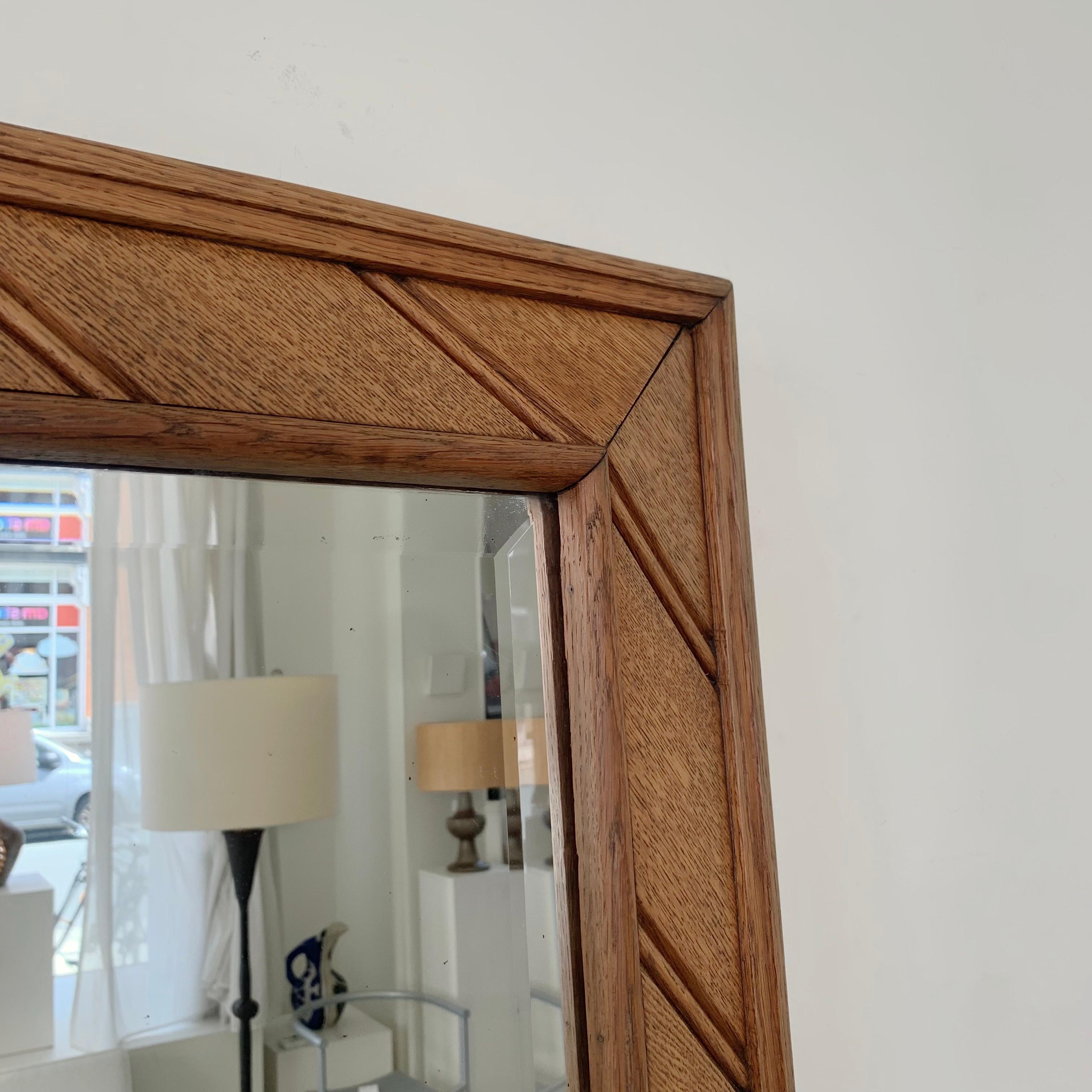 Mid-Century Decorative Oak Mirror, circa 1950, France. For Sale 1