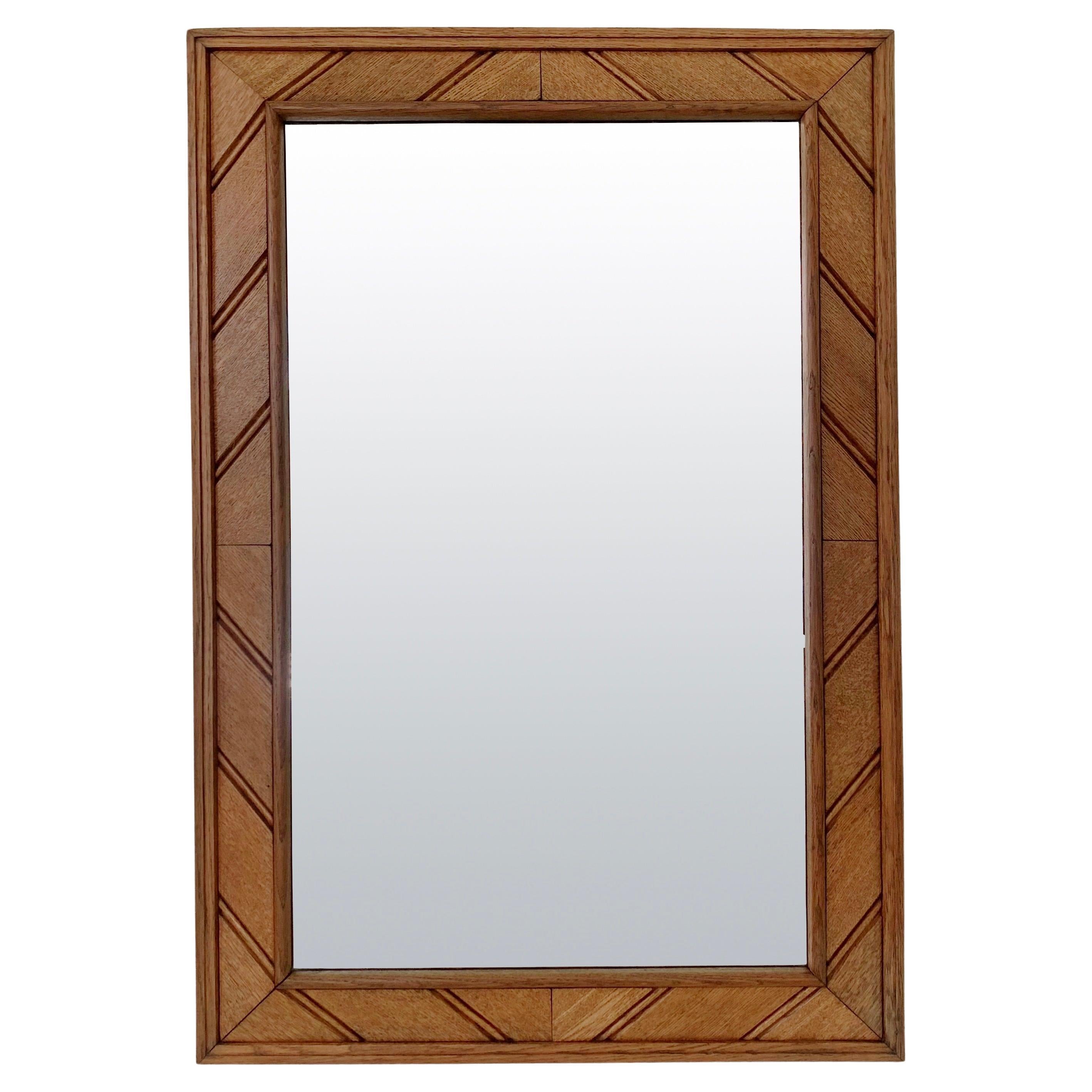 Mid-Century Decorative Oak Mirror, circa 1950, France.