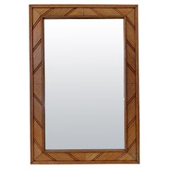 Mid-Century Decorative Oak Mirror, circa 1950, France.