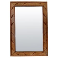 Vintage Mid-Century Decorative Oak Mirror, circa 1950, France.