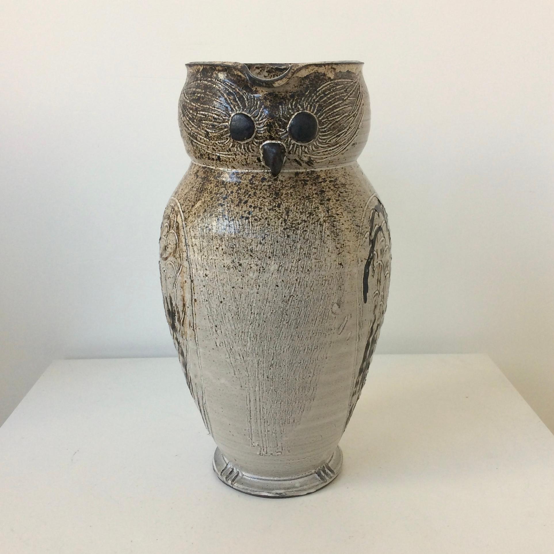 Mid-Century Modern Mid-Century Decorative Owl Ceramic Jug, Signed, circa 1960