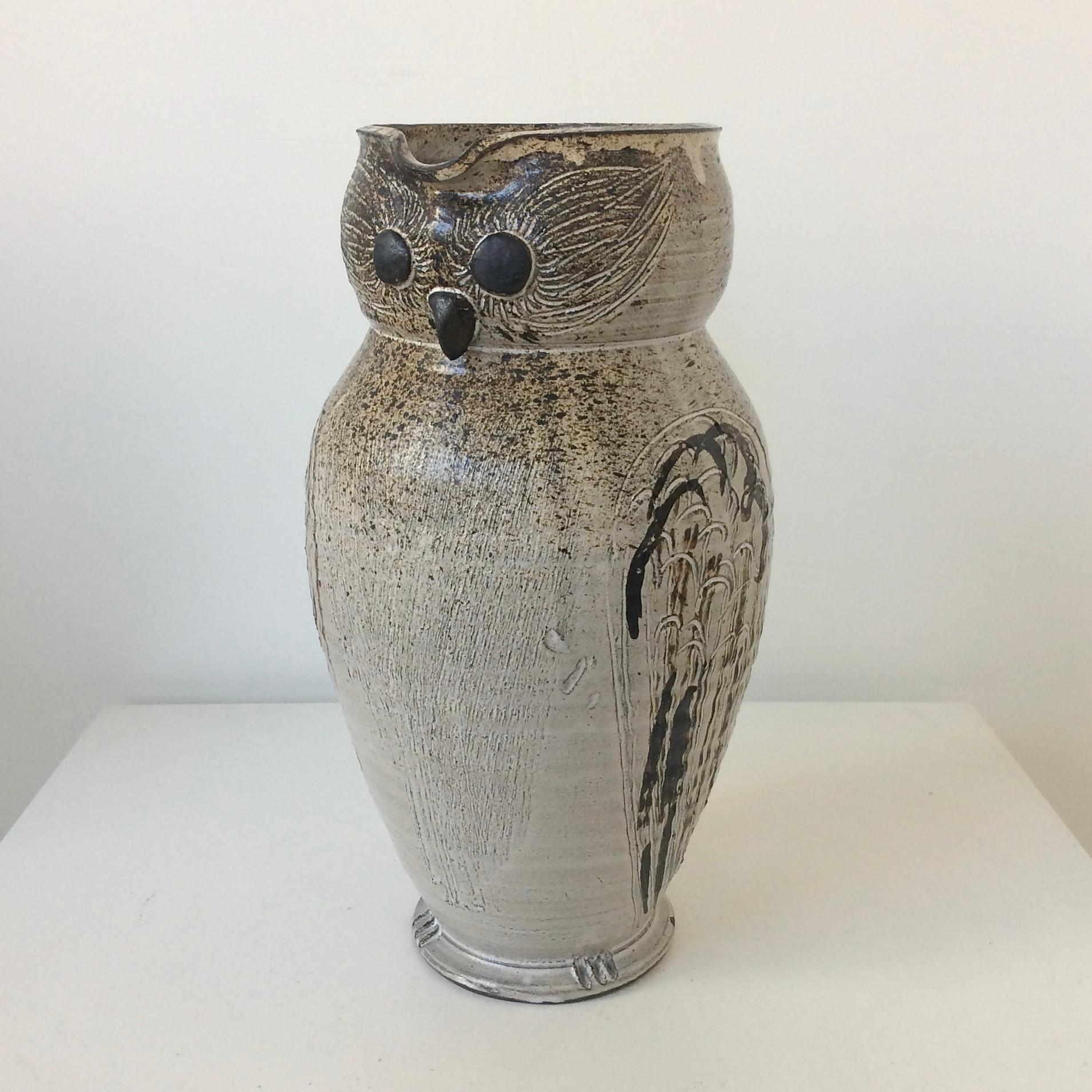 Mid-20th Century Mid-Century Decorative Owl Ceramic Jug, Signed, circa 1960