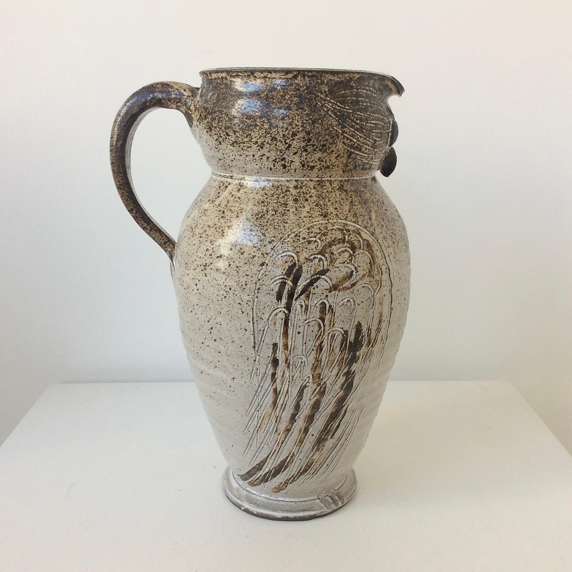 Mid-Century Decorative Owl Ceramic Jug, Signed, circa 1960 1