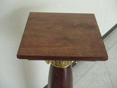 Midcentury Decorative Pair of Pedestals Walnut with Brass