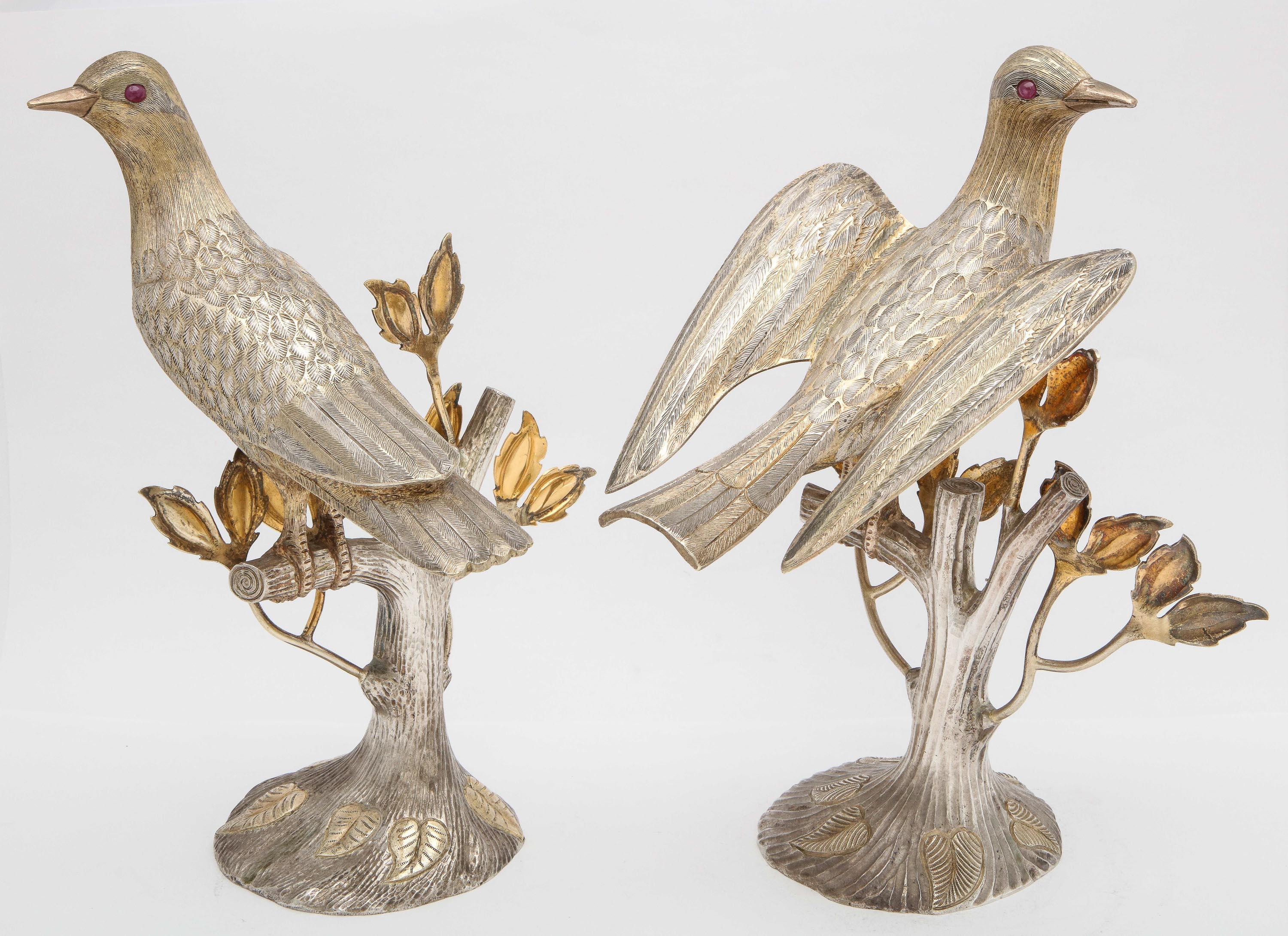 Midcentury Decorative Pair of Sterling Silver Table Birds by Tane 1