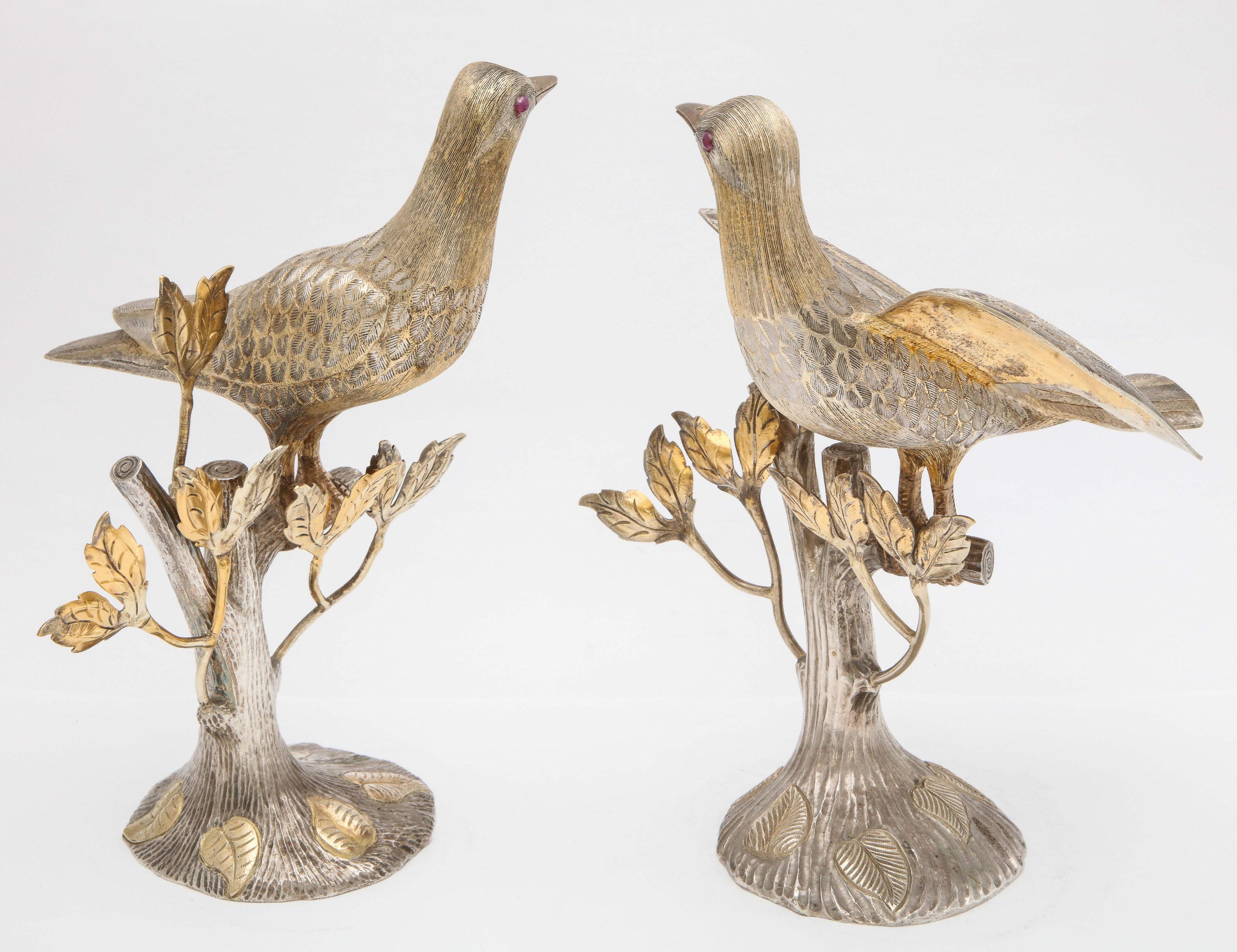 Mexican Midcentury Decorative Pair of Sterling Silver Table Birds by Tane