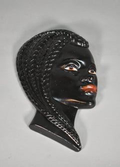 Mid-Century Decorative Plaster Plaque Women's Head